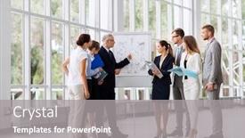  Presentation with flip chart - Colorful presentation theme enhanced with people-planning-and-strategy-concept backdrop and a gray colored foreground