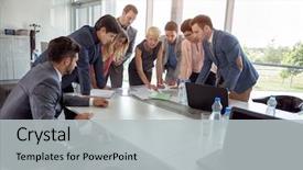  Presentation with gold people planning - Presentation theme having people planning idea on business background and a  colored foreground