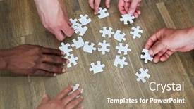  Presentation with memory - Cool new PPT layouts with people-play-a-puzzle-together backdrop and a coral colored foreground