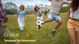  Presentation with movement - Slide set featuring people-playing-ball background and a tawny brown colored foreground