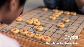  Presentation with chess - Colorful slide set enhanced with people playing chinese chess backdrop and a  colored foreground