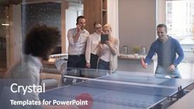  Presentation with young business people - PPT layouts featuring people playing ping pong tennis background and a gray colored foreground