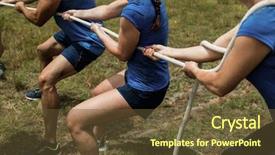  Presentation with obstacle course - Audience pleasing theme consisting of people playing tug of war backdrop and a tawny brown colored foreground