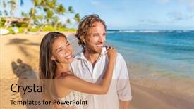  Presentation with honeymoon - Cool new presentation theme with people portrait on summer honeymoon backdrop and a coral colored foreground