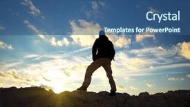  Presentation with element - Colorful slides enhanced with people power - tourist in mountain element backdrop and a ocean colored foreground