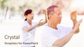  Presentation with tai chi - Beautiful PPT layouts featuring people practicing thai chi backdrop and a cream colored foreground