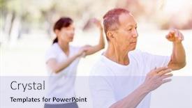  Presentation with thai - Cool new presentation theme with people-practicing-thai-chi backdrop and a light blue colored foreground