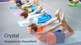  Presentation with black people healing - Cool new slides with people practicing yoga at health backdrop and a  colored foreground