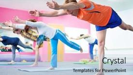  Presentation with black people healing - Beautiful theme featuring people practicing yoga at health backdrop and a light blue colored foreground