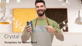  Presentation with restaurant waiter - Colorful slide set enhanced with people-profession-and-job-concept backdrop and a soft green colored foreground