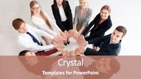  Presentation with people unity - Beautiful slide deck featuring people putting hands together indoors backdrop and a coral colored foreground