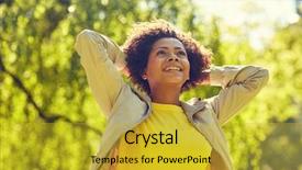  Presentation with race ethnicity - PPT layouts consisting of portrait concept - happy african american background and a yellow colored foreground