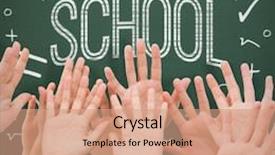  Presentation with maths doodle - Amazing theme having people raising hands in the air against maths doodle backdrop and a coral colored foreground