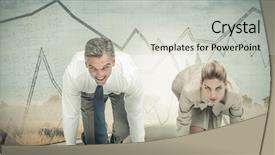  Presentation with ready - Amazing PPT theme having people ready to start race backdrop and a light gray colored foreground
