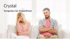  Presentation with people conflict - Cool new slide set with people relationship difficulties conflict backdrop and a white colored foreground
