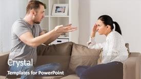  Presentation with people conflict - Presentation theme having people relationship difficulties conflict background and a violet colored foreground