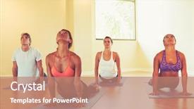  Presentation with health and wellness - PPT theme featuring people relaxing and doing yoga background and a coral colored foreground