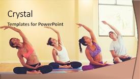  Presentation with healthy people - Cool new slide deck with people relaxing and doing yoga backdrop and a lemonade colored foreground