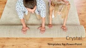  Presentation with skin care ethnic people - Colorful presentation theme enhanced with people-repair-and-renovation-concept backdrop and a coral colored foreground