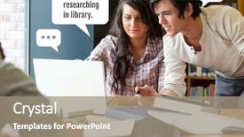  Presentation with researching from books or library - Cool new slide deck with people researching in library project backdrop and a coral colored foreground