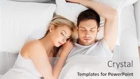  Presentation with relationships - Audience pleasing presentation design consisting of people rest and relationships concept - happy couple sleeping in bed at home backdrop and a lemonade colored foreground