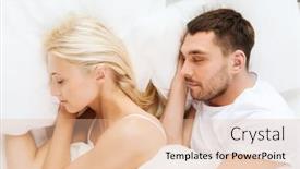  Presentation with relationships - Slide deck enhanced with people rest relationships and happiness concept - happy couple of man and woman sleeping in bed background and a lemonade colored foreground