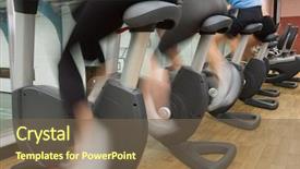  Presentation with exercise - Cool new presentation design with people riding on exercise bikse backdrop and a  colored foreground