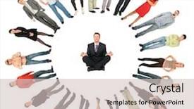  Presentation with people collage - Cool new PPT theme with people ring collage backdrop and a soft green colored foreground