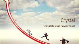  Presentation with people - Amazing PPT layouts having people run on 3d arrow backdrop and a cream colored foreground