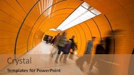  Presentation with people - Audience pleasing slide set consisting of people-rushing-through-a-subway backdrop and a coral colored foreground