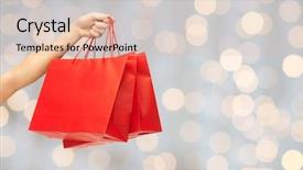  Presentation with consumerism - Cool new PPT layouts with people sale consumerism advertisement and commerce concept - close up of hand holding red blank shopping bags over holidays lights background backdrop and a lemonade colored foreground
