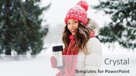  Presentation with girl christmas - Audience pleasing slide set consisting of hot drink in tumbler backdrop and a sky blue colored foreground