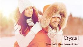  Presentation with season - Colorful theme enhanced with people season love and leisure backdrop and a coral colored foreground