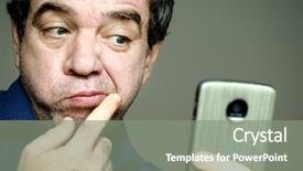  Presentation with bad news - PPT layouts enhanced with people seeing mobile - bad news surprised frustrated man background and a  colored foreground