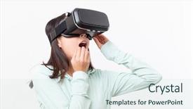  Presentation with virtual reality physical therapy - Theme having people seeing mobile - woman feeling horrible with virtual background and a  colored foreground