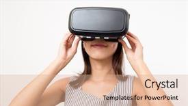  Presentation with looking up at trees from ground - Audience pleasing PPT theme consisting of people seeing mobile - woman looking though vr backdrop and a  colored foreground