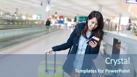  Presentation with luggage - Audience pleasing slides consisting of people seeing mobile - woman travel with luggage backdrop and a  colored foreground