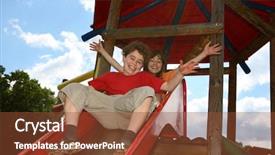  Presentation with kids - PPT layouts featuring people seesaw - kids having fun in park background and a tawny brown colored foreground