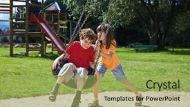  Presentation with seesaw - Theme featuring people seesaw - kids playing in park background and a mint green colored foreground