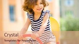  Presentation with playground - Presentation theme consisting of people seesaw - young happy girl is swinging background and a lemonade colored foreground