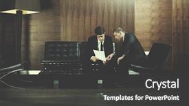  Presentation with business partner people joining hand - Colorful presentation theme enhanced with people shaking hands make deal backdrop and a  colored foreground