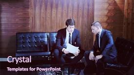  Presentation with shaking hands - Presentation theme featuring people shaking hands make deal background and a  colored foreground