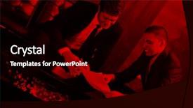  Presentation with business partner people joining hand - Cool new slide set with people shaking hands make deal backdrop and a  colored foreground