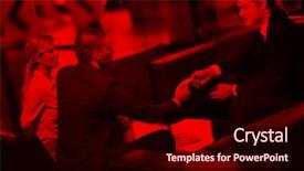  Presentation with business partner people joining hand - PPT theme featuring people shaking hands make deal background and a  colored foreground