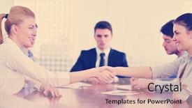  Presentation with business partner people joining hand - Presentation design featuring people shaking hands make deal background and a lemonade colored foreground