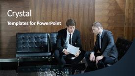  Presentation with shaking hands - Theme enhanced with people shaking hands make deal background and a violet colored foreground