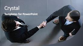  Presentation with business partner people joining hand - Cool new presentation theme with people shaking hands make deal backdrop and a gray colored foreground