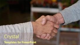  Presentation with congratulations - Presentation consisting of people-shaking-hands background and a violet colored foreground