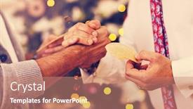  Presentation with wafer - PPT theme featuring people sharing christmas wafer in poland background and a coral colored foreground