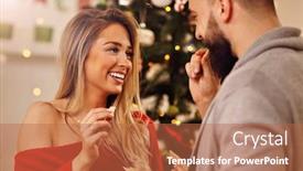  Presentation with wafer - PPT theme having people sharing christmas wafer in poland background and a red colored foreground